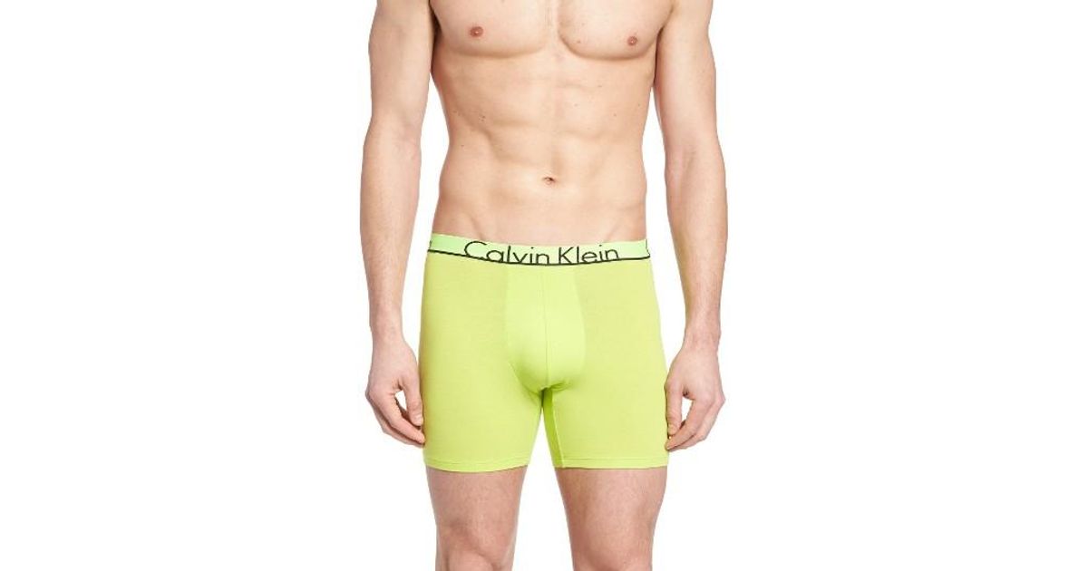 Lyst Calvin Klein Id Stretch Cotton Boxer Briefs in Yellow for Men